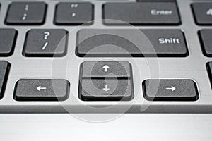 Modern laptop keyboard closeup