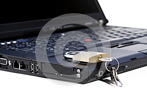 Modern laptop security concept
