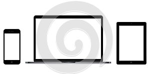 Modern laptop smartphone and tablet