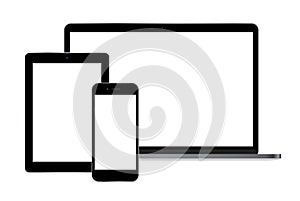 Modern laptop smartphone and tablet