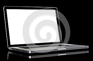 Modern laptop with white screen.