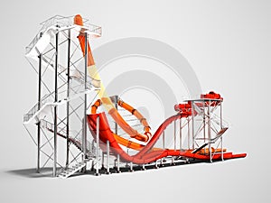 Modern large slides for water park and beach entertainment in summer 3d rendering on gray background with shadow