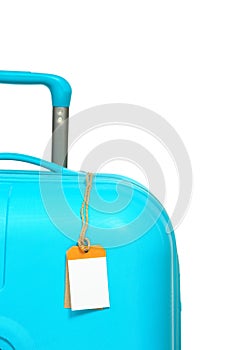 The modern large suitcase on white background