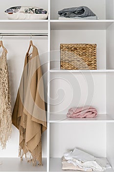 Modern and large wardrobe in dressing room