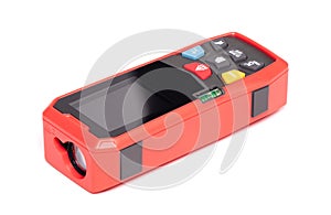 Modern laser distance measurer on a white background