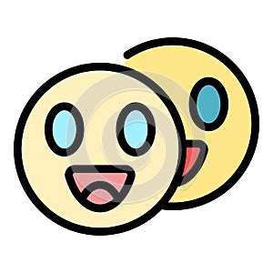 Modern laugh emoji icon color outline vector