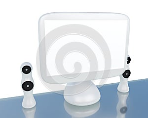 Modern LCD computer monitor with speaker