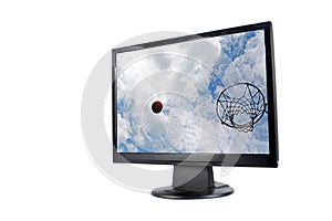 Modern lcd monitor isolated