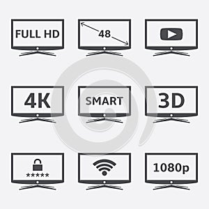 Modern LCD TV icons