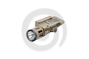 Modern LED flashlight with weapon mount. Underbarrel tactical fl