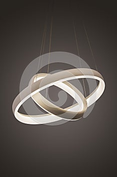 Modern led pendant light lamp illuminated, fashionable designer chandelier in the form of rings