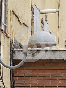 Modern led streetlight in an old neighborhood