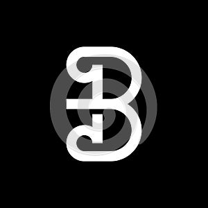 Modern letter B with overlapping line logo design