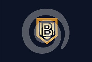 Modern Letter B Shield Logo Design Template.