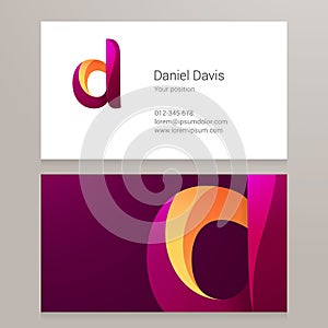 Modern letter D twisted Business card template