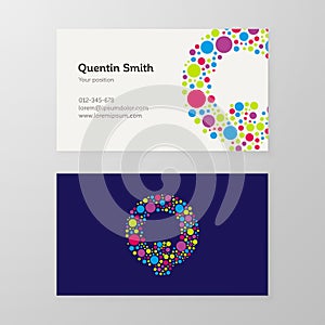 Modern letter Q circle Business card template