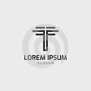 Modern Letter T Linear Monogram Logo Vector Template