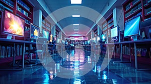 Modern Library With Computers