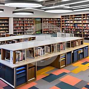 A modern library with flexible spaces that cater to various learning styles and information needs2 photo