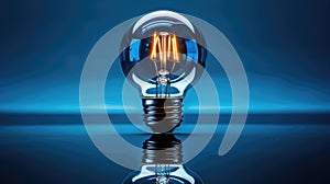 modern light bulb on blue