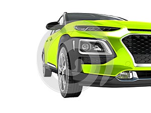 Modern light green car crossover for travel with black insets in