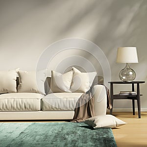 Modern light grey sofa in a contemprary living room