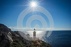 Modern lighthouse at the most southern point of greek mainland