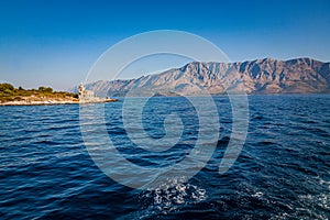 Modern lighthouse on the shoreline near Makarska, Croatia .CR2