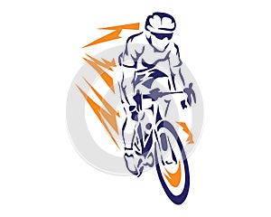 Modern Lightning Speed Cyclist In Action Silhouette Logo