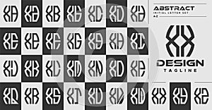 Modern line abstract shape X XX letter logo design set