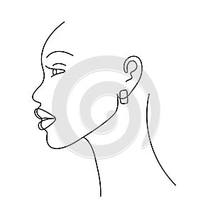 Modern line art abstract female vector portrait