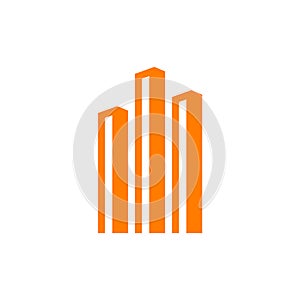 Modern line art City logo template, Simple City logo design vector