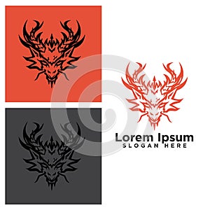 modern line art creative company logo viking style ice dragon