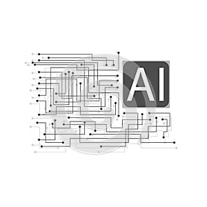 Modern line art icon with. Gray artificial intelligence line connection on white background for wallpaper design. Design element.