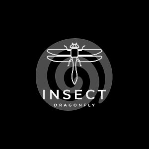 Modern line flying dragonfly logo design