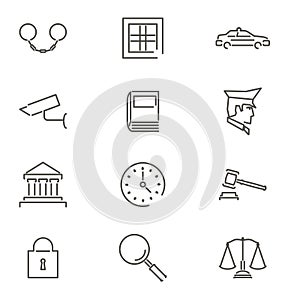 Modern Line Law Legal Justice Icons and Symbols