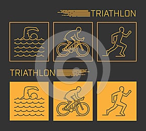 Modern line triathlon symbol.