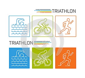 Modern line triathlon symbol.