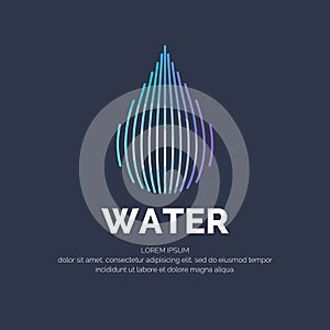 Modern line vector logo of the water drop