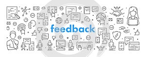 Modern line web banner for feedback