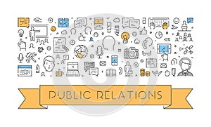 Modern line web banner for public relations