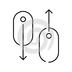Modern linear pictogram of scroll down