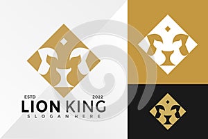 Modern Lion King Crown Logo Design Vector illustration template