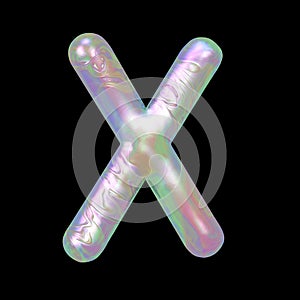 Modern Liquid Marble Holographic 3D illustration Letter X Uppercase