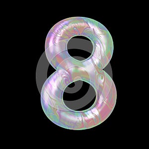 Modern Liquid Marble Holographic 3D illustration Number Eight 8