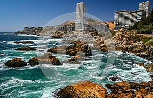 Modern highrise apartments on the seaside in Chile photo