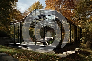 Modern living glass pavillion