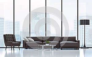 Modern living room 3D rendering image