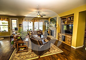 Modern Living Room With Built In Cabinetry