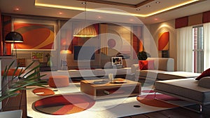 modern living room with cartoon design